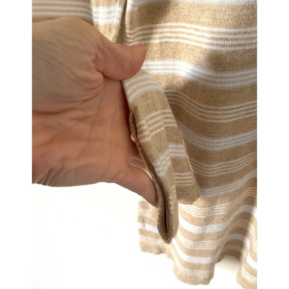 J. McLaughlin Striped Lightweight Sweater Tan White Size Small - Picture 4 of 6